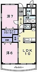 エレガント・北条 2LDKの間取図画像