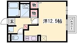サルドセジュール ワンルームの間取図画像