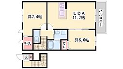 シャーメゾン播磨 2LDKの間取図画像