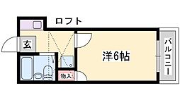 加古川第16マンション 1Kの間取図画像