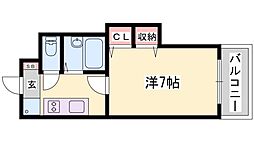 ジュネス野里 1Kの間取図画像