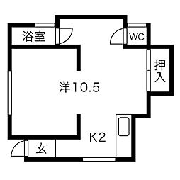 リブラ伊伝居 2Kの間取図画像