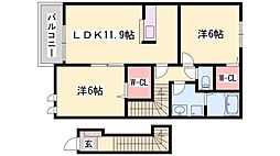 アンボヌール 2LDKの間取図画像