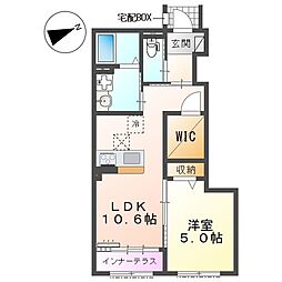 加古川市尾上町池田 アパート新築 1LDKの間取図画像