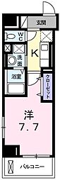 ジュエル3 1Kの間取図画像