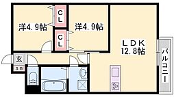 MISTRAL北条宮の町 2LDKの間取図画像