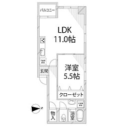 グランヴェール南車崎 1LDKの間取図画像