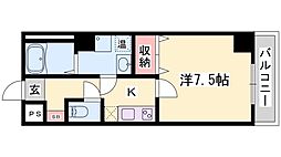 レジデンスM姫路 1Kの間取図画像