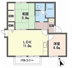 ディアス五反田A棟 2LDKの間取図画像