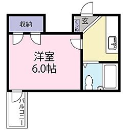 サンアートビル21 1Kの間取図画像