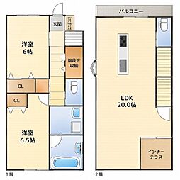 相生市陸本町アパート 2LDKの間取図画像