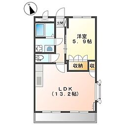 アベニール・細江 1LDKの間取図画像