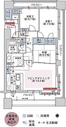 サンデュエル中通 3LDKの間取図画像
