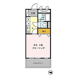 コートブリランテ 2階1Kの間取り