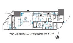 ZOOM新宿南Second 1Kの間取図画像
