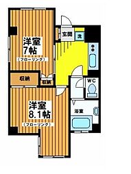 上北沢グリーンコーポ 6階2Kの間取り