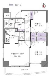 アリュージュ南千住 2LDKの間取図画像