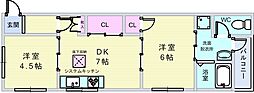 原田コーポ 2LDKの間取図画像