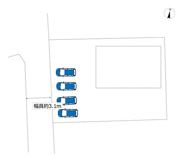 【リフォーム済】区画図です。駐車場並列4台分に拡張工事を行っています