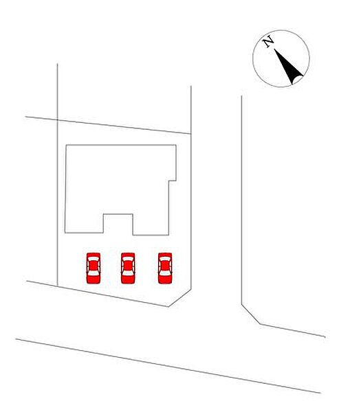 【リフォーム中】区画図です。並列で3台分駐車可能です。