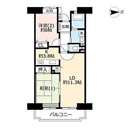 UR都市機構フレーシェル王子神谷3号棟 2LDKの間取図画像
