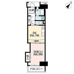 UR都市機構アーバンライフ東新小岩5号棟 1DKの間取図画像