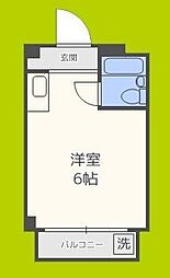 清水728ハイツ 3階ワンルームの間取り