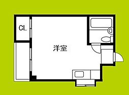 パラレル京橋 2階ワンルームの間取り