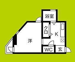 コアロード2000 6階1Kの間取り