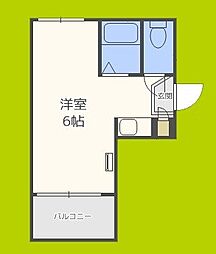 ロイヤルシティ第1ビル 6階ワンルームの間取り