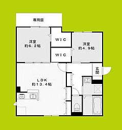 Lien Fort 1階2LDKの間取り