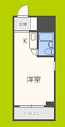 ライオンズマンション日本橋 4階ワンルームの間取り