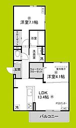 OKAYAMATE嘉平 2階2LDKの間取り