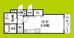 ヨハク 瓢箪山 2階ワンルームの間取り