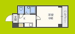 オズレジデンス関目 3階1Kの間取り