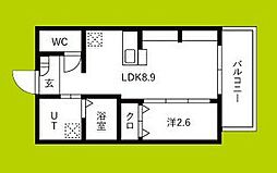 ジーイーオンズ 3階1LDKの間取り