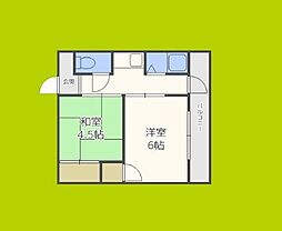 グレースマンション 3階2Kの間取り