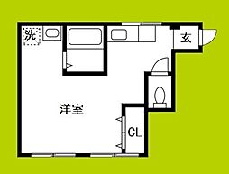江口マンション 3階ワンルームの間取り