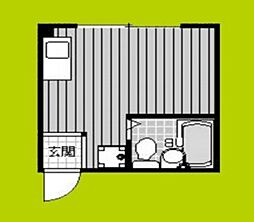 ベルロ森小路 2階ワンルームの間取り