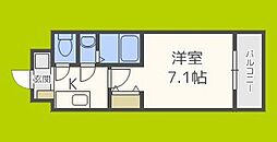 ウインズコート新大阪II 8階1Kの間取り