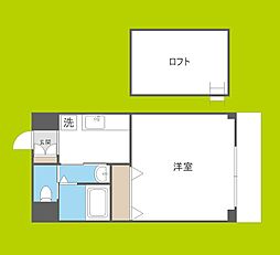 プラタ3 5階1Kの間取り