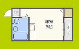 アーバンハイツ上新庄 4階ワンルームの間取り