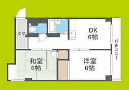 センチュリー鶴見 2階2DKの間取り