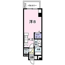 ウィステリア 3階ワンルームの間取り