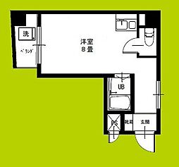 シャトー大手前 5階ワンルームの間取り