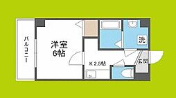 グランパシフィック清水丘 2階1Kの間取り