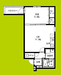 フジパレス高石加茂 1階1LDKの間取り