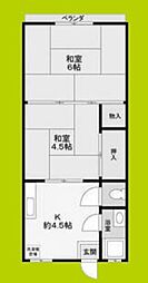 鈴木マンション 2階2Kの間取り