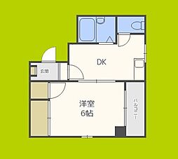 玉造クローバーハイツ 4階1DKの間取り