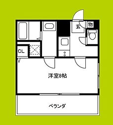 ポルト・ボヌール南堀江ミラージュ 9階1Kの間取り